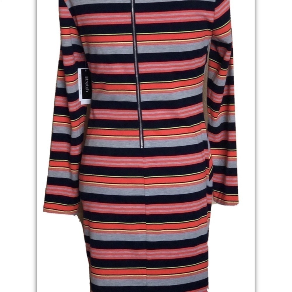 ECI Women Stripe Multicolor Knit Sheath Dress - Picture 7 of 12